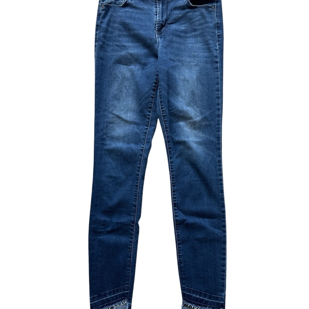 Old Navy Rockstar Blue Skinny Jeans with Contrast Hem Size 6 Tall 29 in inseam - Picture 2 of 9